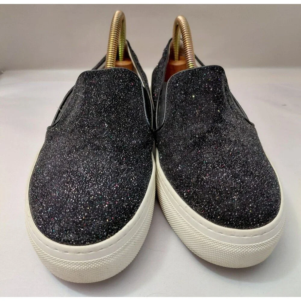 Tods Women's Slip On Black Glitter Loafer Shoes Size EU38/US 8